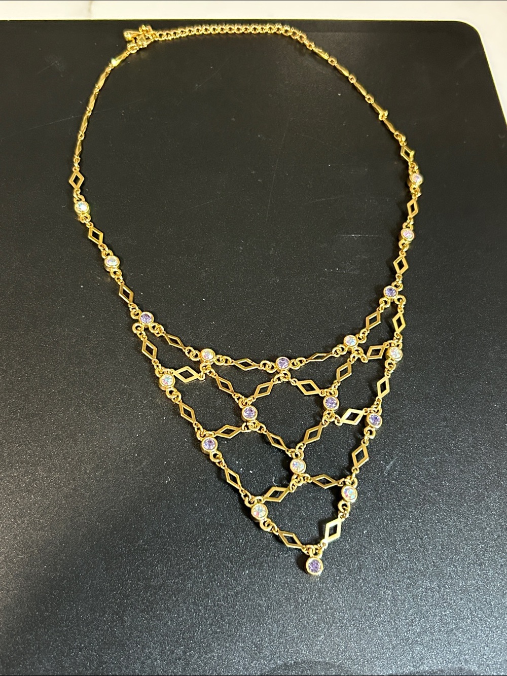 Avon Gold-Tone Multi Stone Lattice Choker Necklace - Women Jewelry
